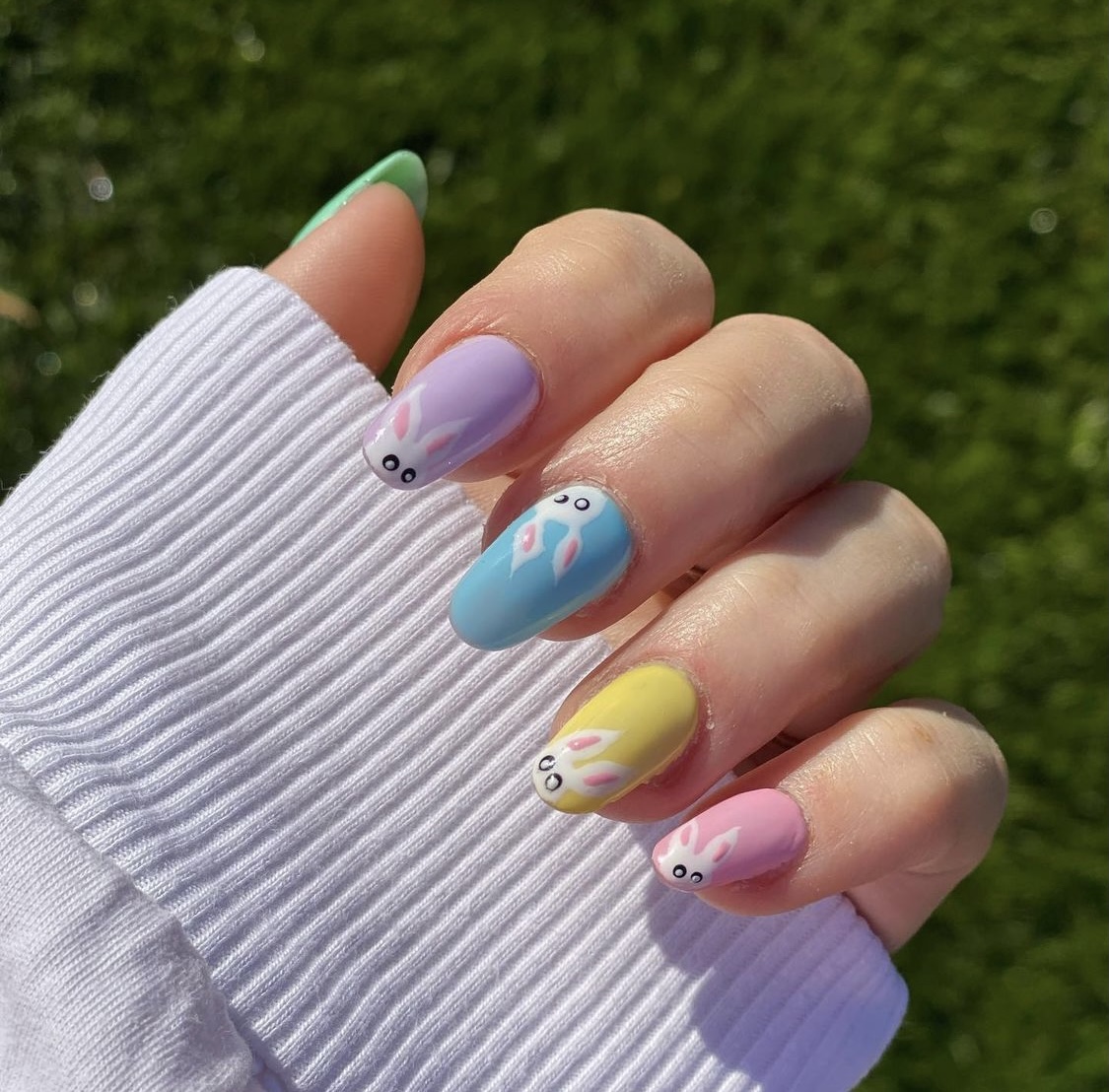 Easter themed acrylic nail extensions
