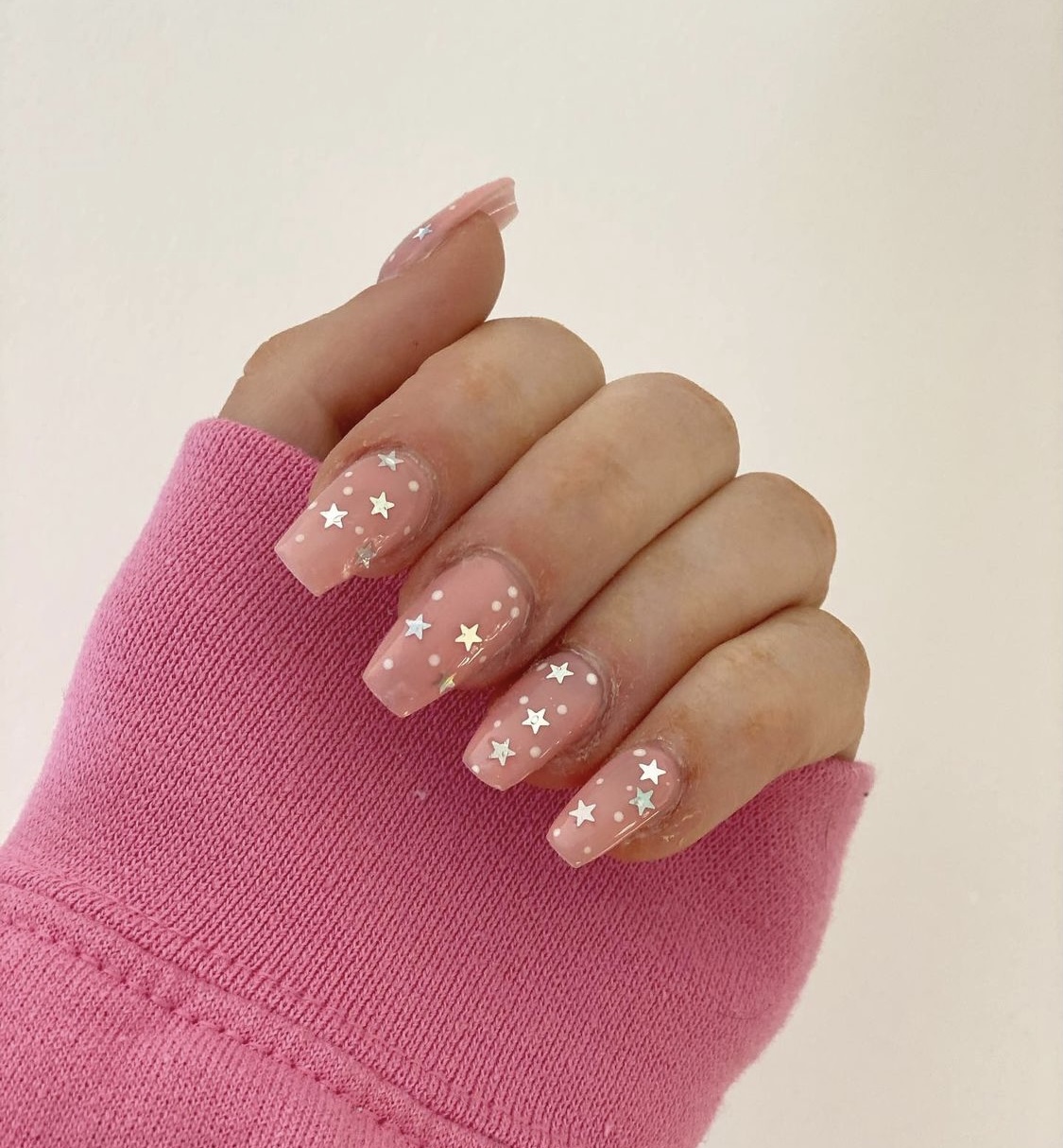 Acrylic nail extensions with stars